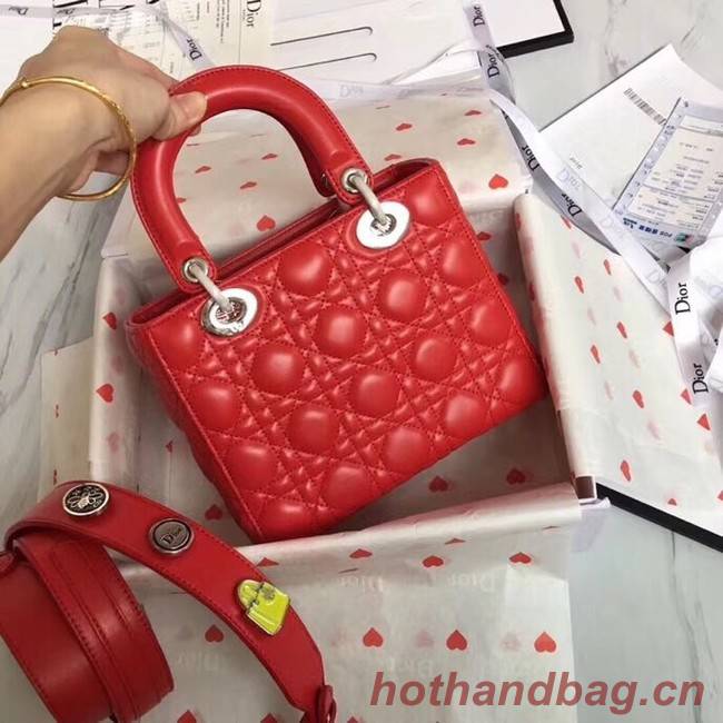 Dior lucky badges Original sheepskin Tote Bag A88035 red