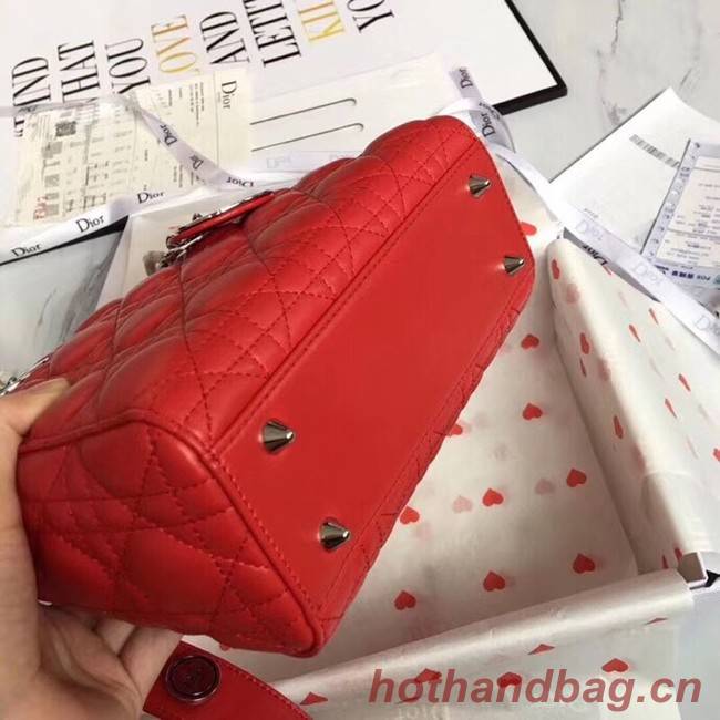 Dior lucky badges Original sheepskin Tote Bag A88035 red