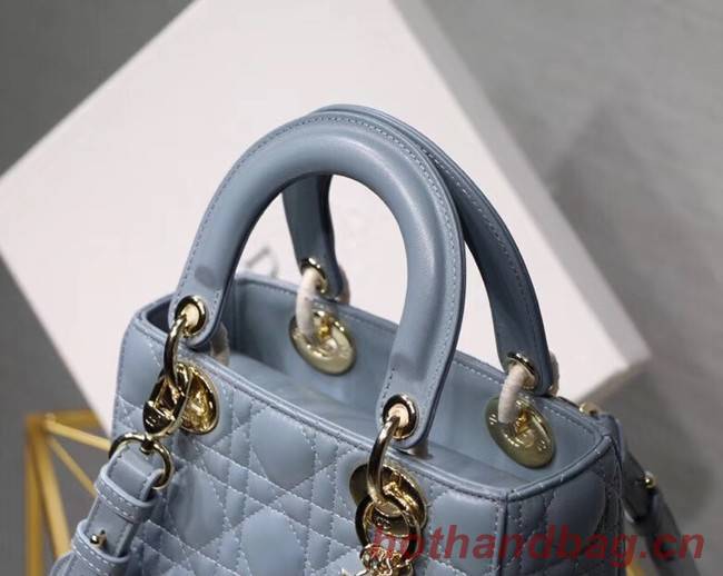 Dior lucky badges Original sheepskin Tote Bag A88035 sky blue