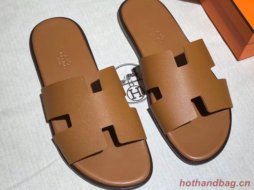 Hermes man leather fashion Slipper HO813HMJ