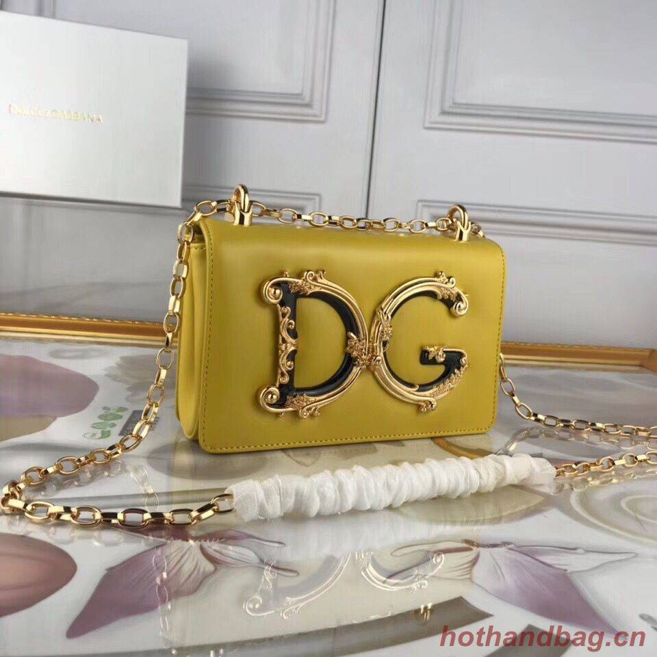 Dolce & Gabbana Original Leather Shoulder Bag BB6315 Yellow