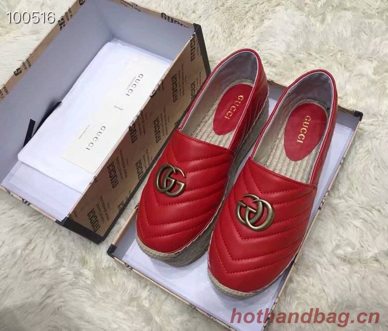 Gucci Chevron leather espadrille with Double G GG1507LRF red