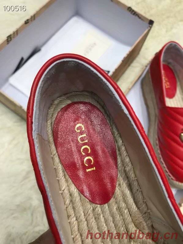 Gucci Chevron leather espadrille with Double G GG1507LRF red