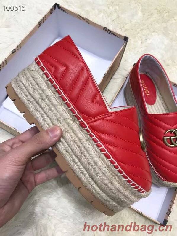 Gucci Chevron leather espadrille with Double G GG1507LRF red