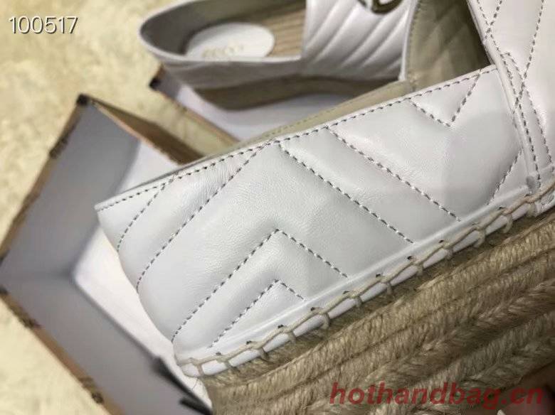 Gucci Chevron leather espadrille with Double G GG1507LRF white