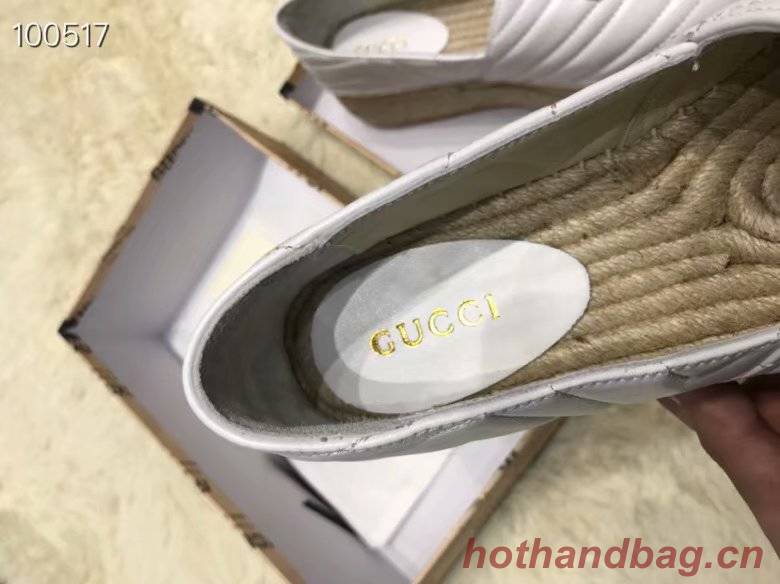 Gucci Chevron leather espadrille with Double G GG1507LRF white