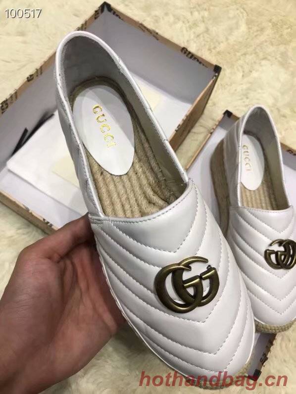 Gucci Chevron leather espadrille with Double G GG1507LRF white