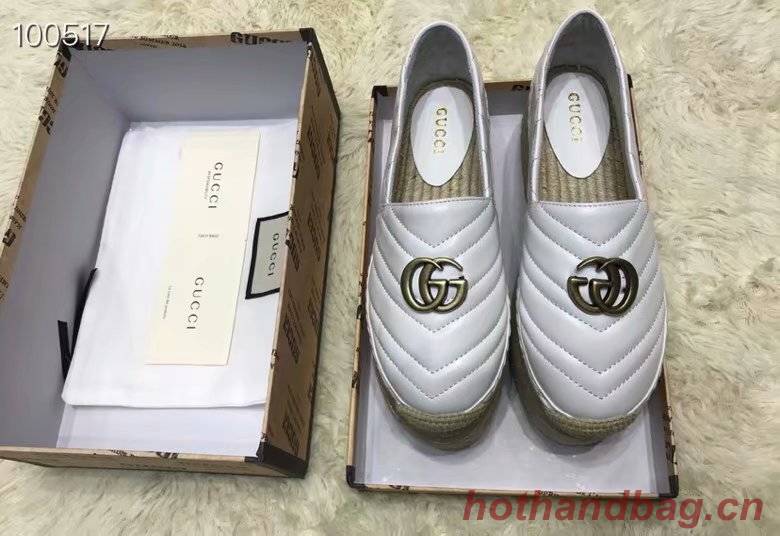 Gucci Chevron leather espadrille with Double G GG1507LRF white