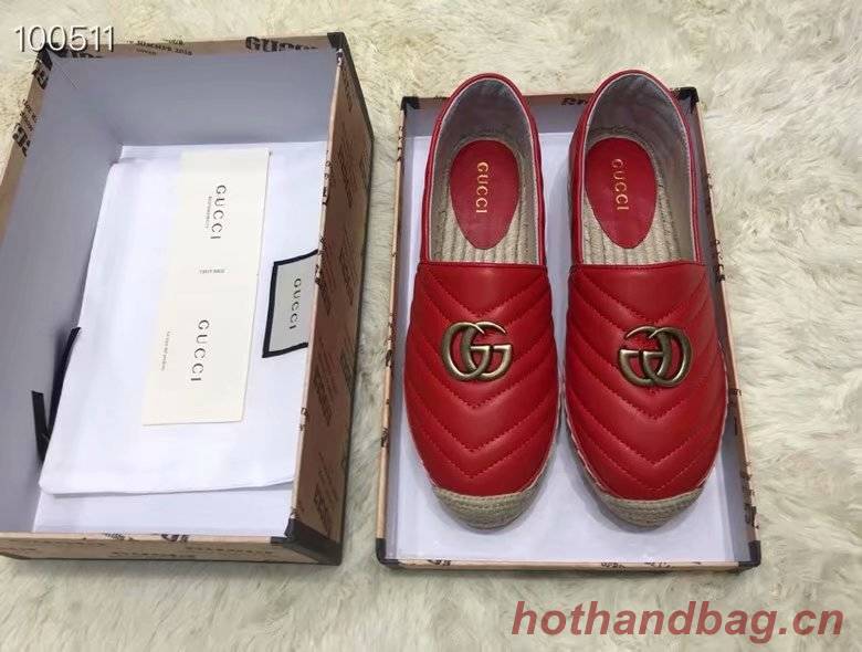 Gucci Leather espadrille with Double G GG1506LRF red