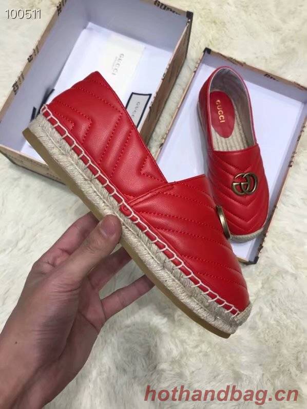 Gucci Leather espadrille with Double G GG1506LRF red