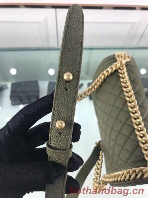 Chanel Leboy Original Calfskin leather Shoulder Bag Dark Green A67086 Gold 