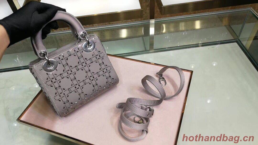 Dior Lady Original Silk Satin-Encrusted Satchel Bag 2369 Gray