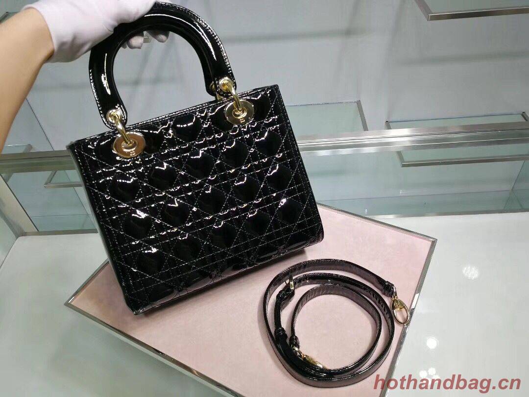 Lady Dior Bag Patent Cannage Calfskin Original Leather CAL44550 Black