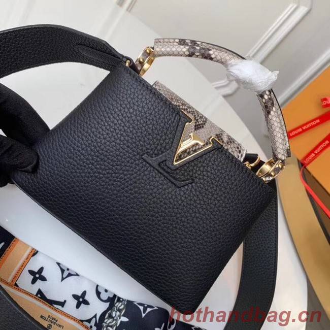 Louis vuitton original taurillon leather Capucines Mini N95509 black