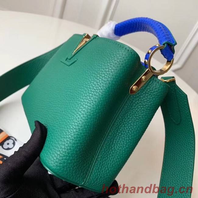 Louis vuitton original taurillon leather Capucines Mini N95509 green