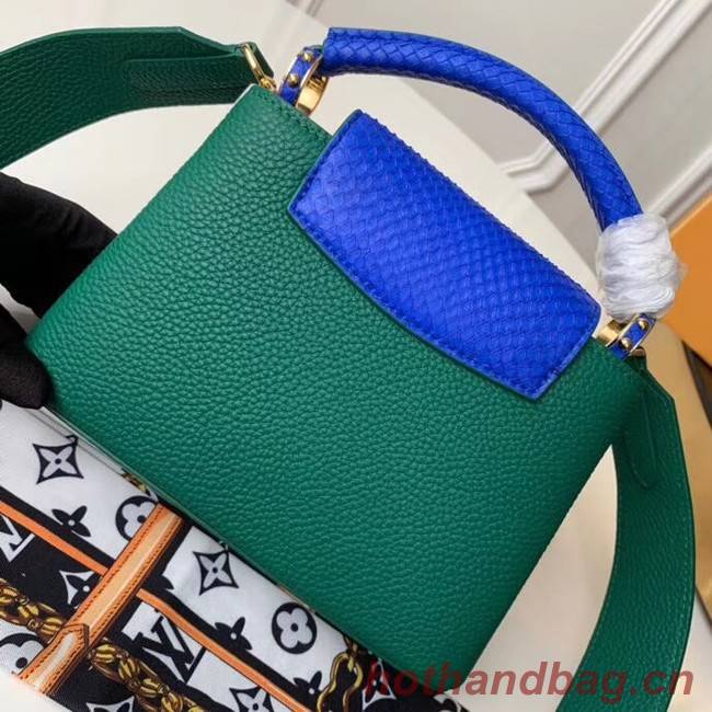 Louis vuitton original taurillon leather Capucines Mini N95509 green