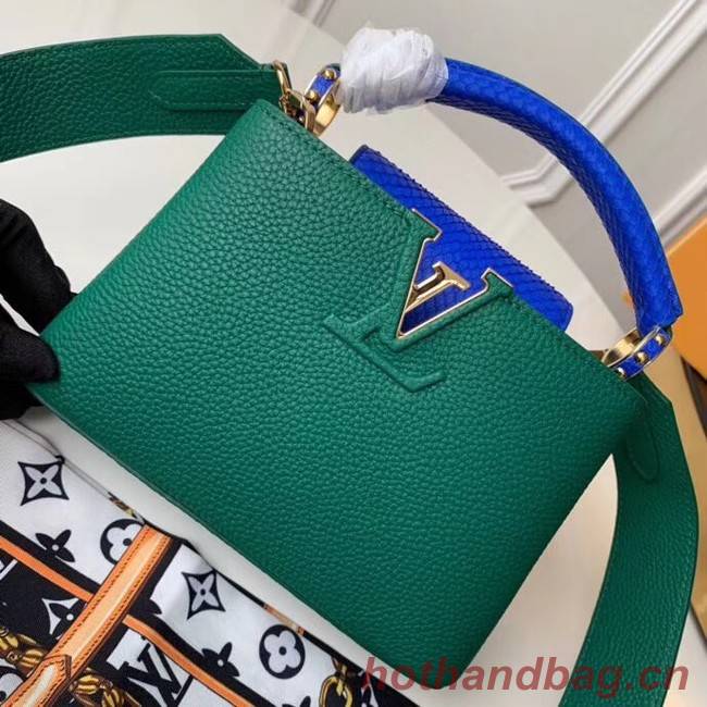 Louis vuitton original taurillon leather Capucines Mini N95509 green