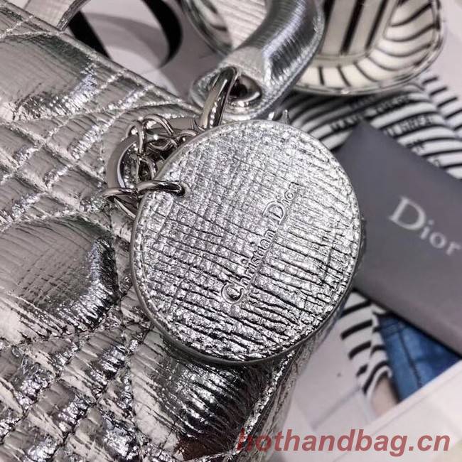 Dior lucky badges Original sheepskin Tote Bag A88035 silver