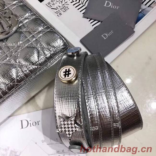 Dior lucky badges Original sheepskin Tote Bag A88035 silver