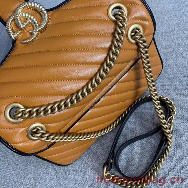 Gucci GG Marmont small shoulder bag 443497 Cognac diagonal