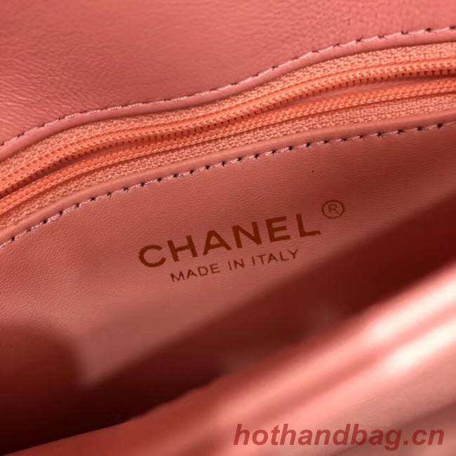 Chanel CC original lambskin top handle flap bag 92236 pink&Gold-Tone Metal