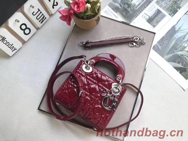 Dior MINI LADY DIOR CALFSKIN BAG M0505O burgundy