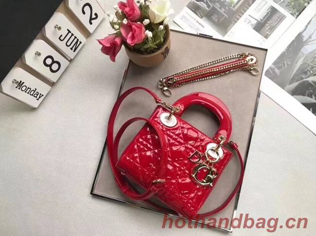 Dior MINI LADY DIOR CALFSKIN BAG M0505O cherry red