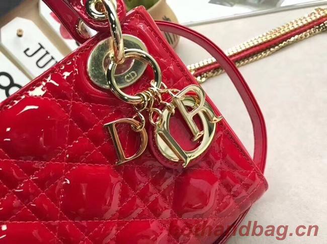 Dior MINI LADY DIOR CALFSKIN BAG M0505O cherry red