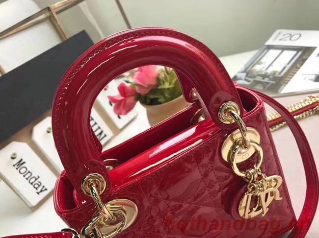 Dior MINI LADY DIOR CALFSKIN BAG M0505O cherry red