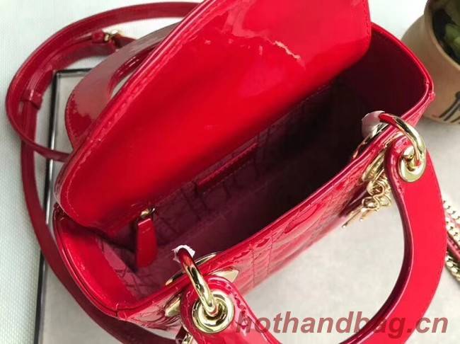 Dior MINI LADY DIOR CALFSKIN BAG M0505O cherry red