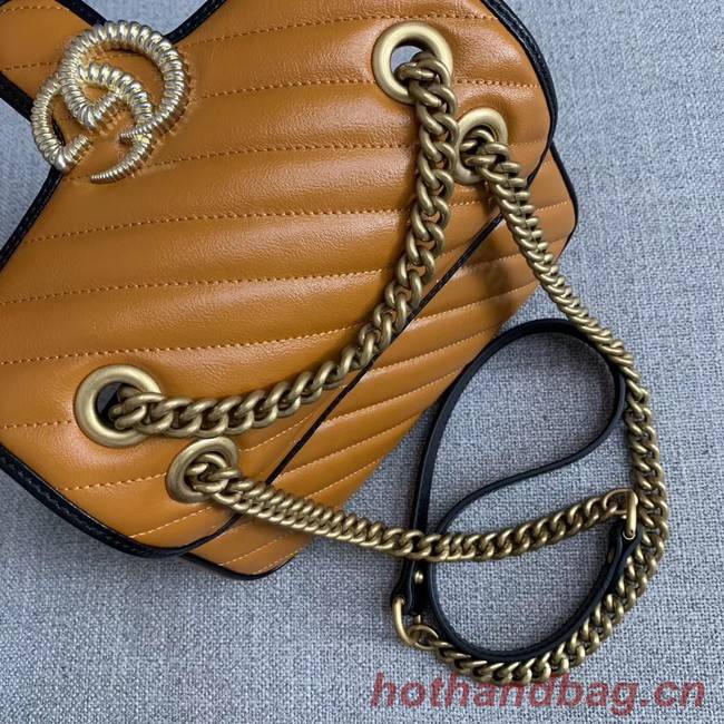 Gucci GG Marmont small shoulder bag 446744 Cognac diagonal