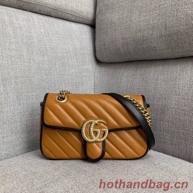 Gucci GG Marmont small shoulder bag 446744 Cognac diagonal