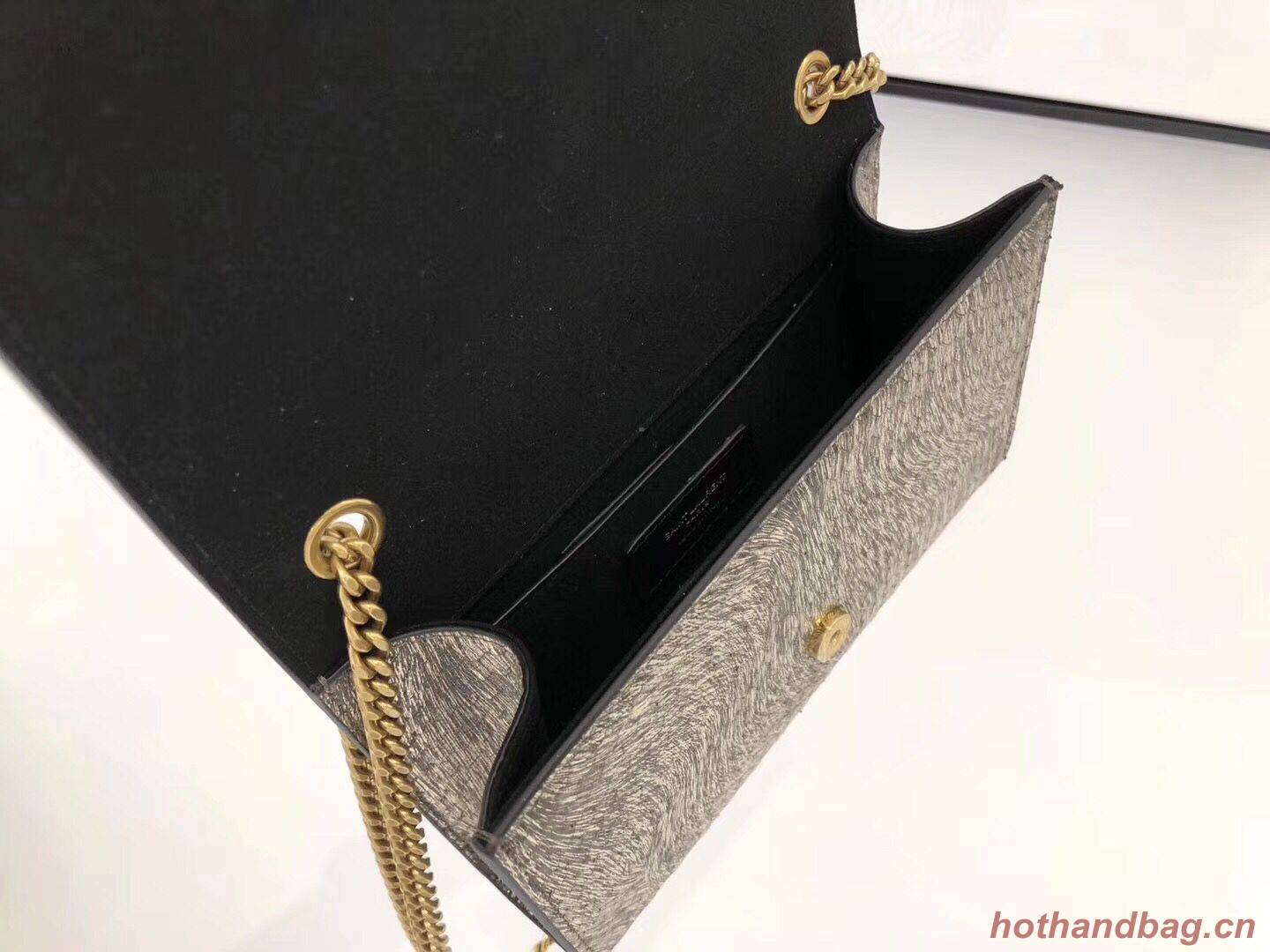 SAINT LAURENT Kate Snake Leather croc-embossed Shoulder Bag 474366 Gold