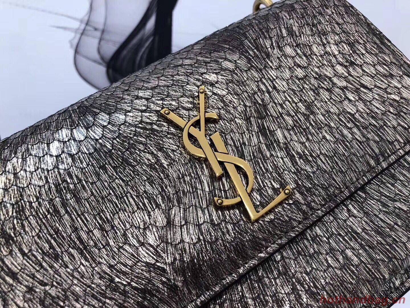 SAINT LAURENT Monogram Sunset medium Snake Leather cross-body Bag 442906 Gold