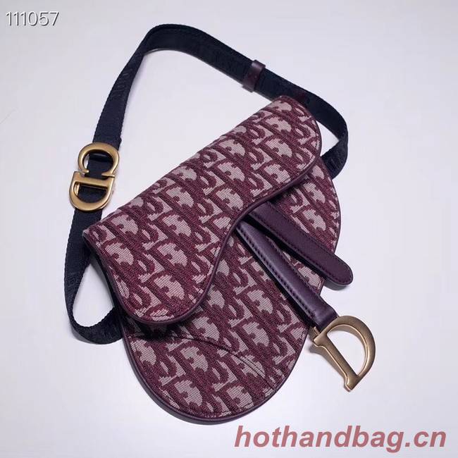 DIOR OBLIQUE SADDLE BELT BAG S5632CTZQ burgundy