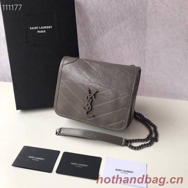 SAINT LAURENT Niki Mini leather shoulder bag 03743 grey