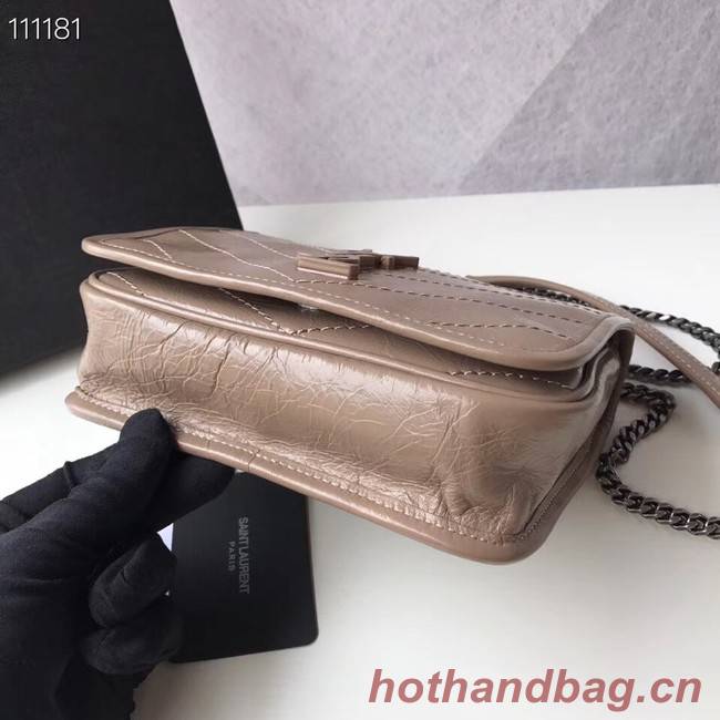 SAINT LAURENT Niki Mini leather shoulder bag 03743 Chestnut