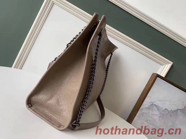 SAINT LAURENT NIKI MEDIUM SHOPPING BAG IN CRINKLED VINTAGE LEATHER 5814 Chestnut