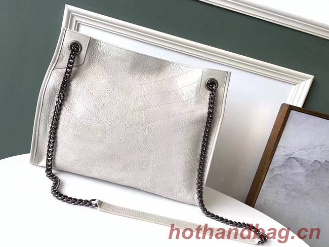 SAINT LAURENT NIKI MEDIUM SHOPPING BAG IN CRINKLED VINTAGE LEATHER 5814 white