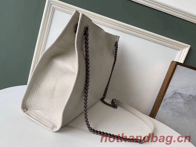 SAINT LAURENT NIKI MEDIUM SHOPPING BAG IN CRINKLED VINTAGE LEATHER 5814 white