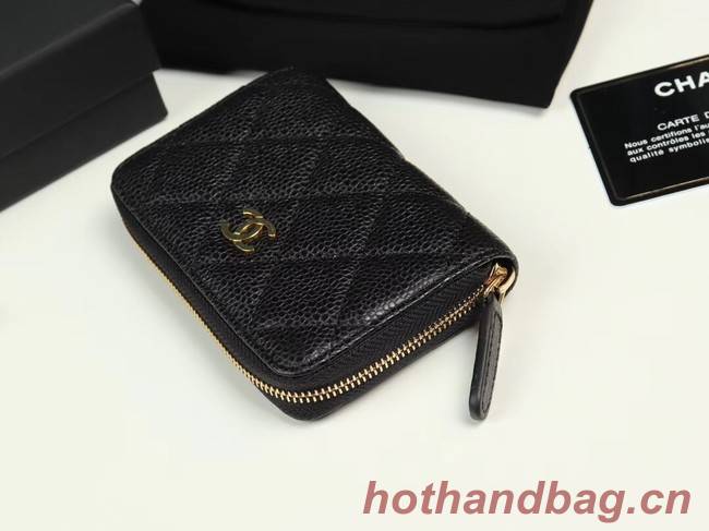 Chanel classic card holder Grained Calfskin & Gold-Tone Metal A69271 black