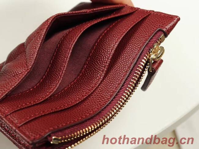 Chanel classic card holder Grained Calfskin & Gold-Tone Metal A84105 Burgundy