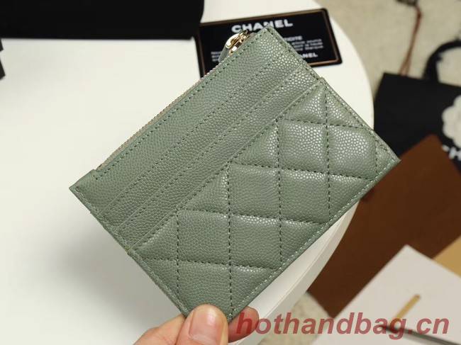 Chanel classic card holder Grained Calfskin & Gold-Tone Metal A84105 green