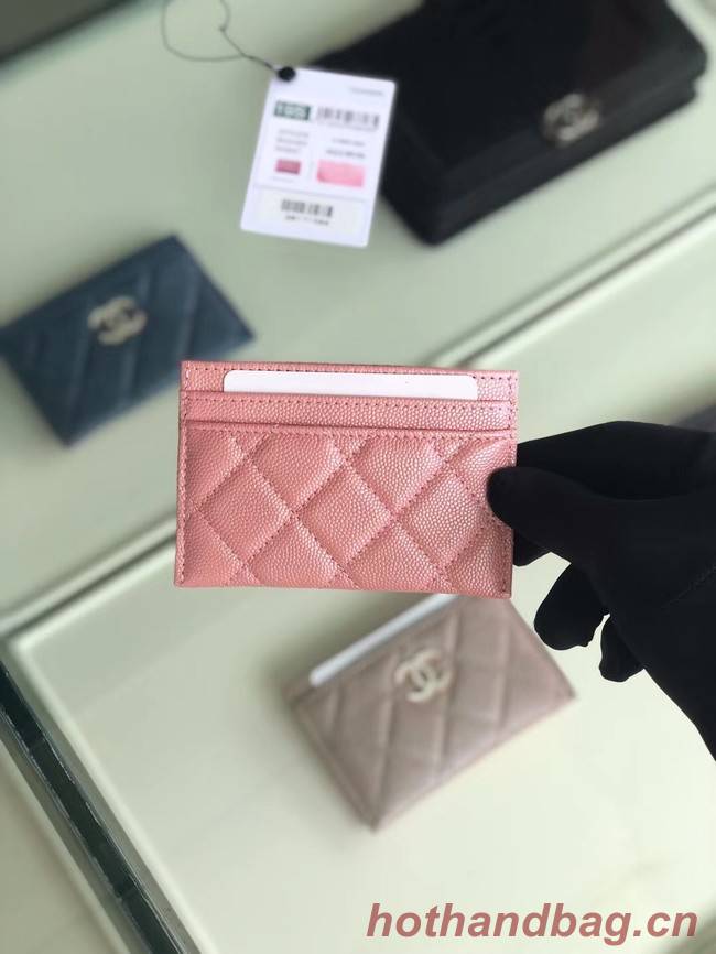 Chanel classic card holder Grained Calfskin & Gold-Tone Metal B31510 Pink