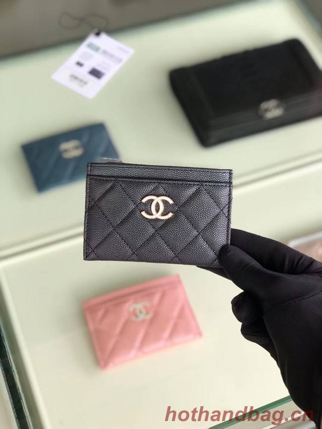 Chanel classic card holder Grained Calfskin & Gold-Tone Metal B31510 black