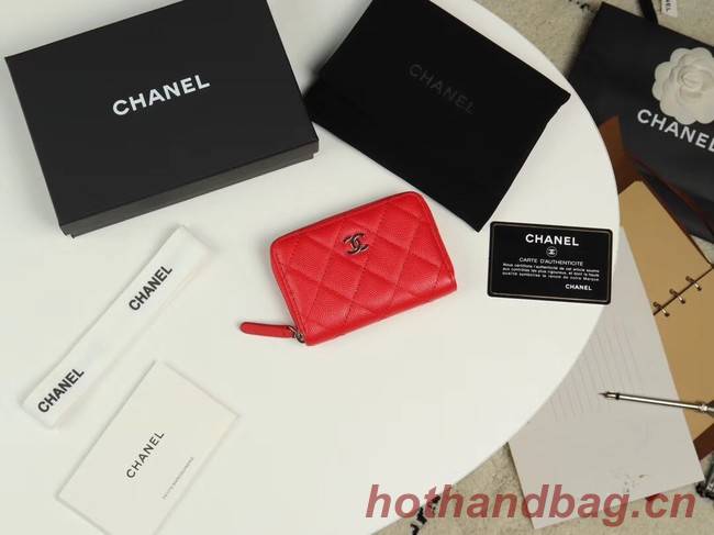 Chanel classic card holder Grained Calfskin & silver-Tone Metal A69271 black