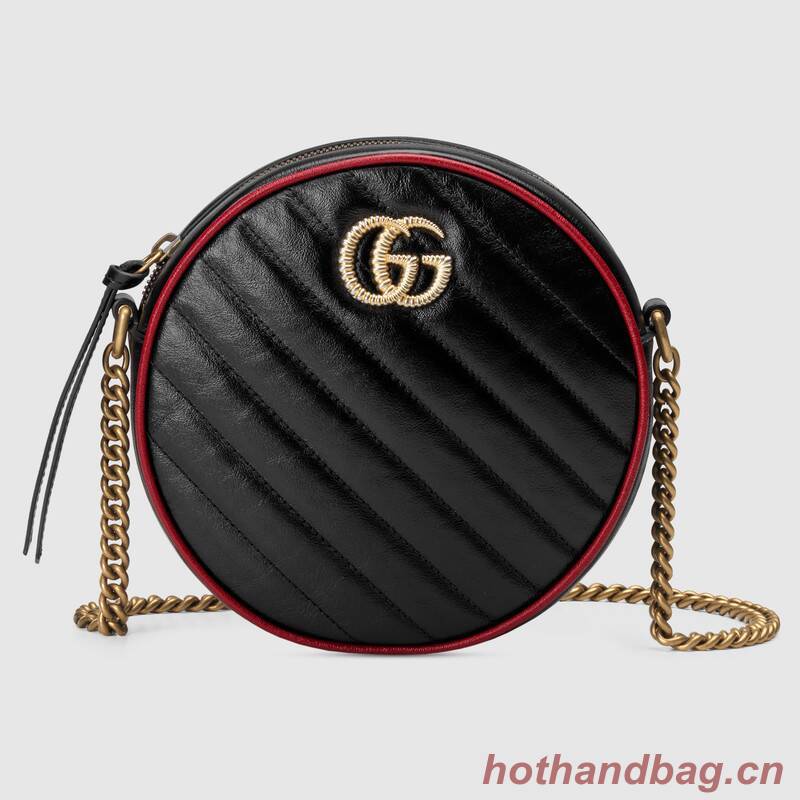 Gucci GG Marmont mini round shoulder bag 550154 black