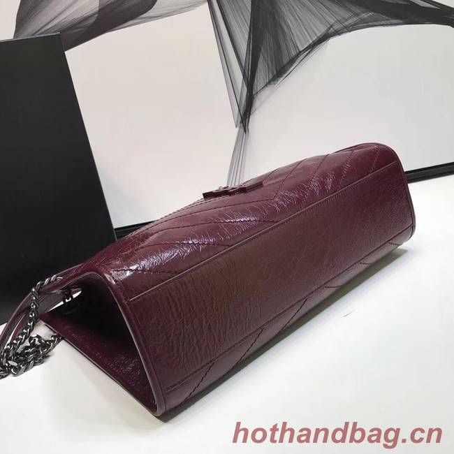 SAINT LAURENT NIKI MEDIUM SHOPPING BAG IN CRINKLED VINTAGE LEATHER 5814 Burgundy