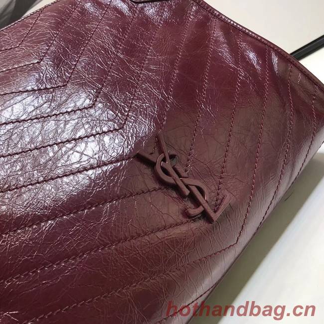 SAINT LAURENT NIKI MEDIUM SHOPPING BAG IN CRINKLED VINTAGE LEATHER 5814 Burgundy