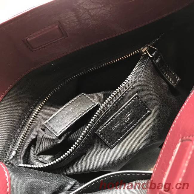 SAINT LAURENT NIKI MEDIUM SHOPPING BAG IN CRINKLED VINTAGE LEATHER 5814 Burgundy